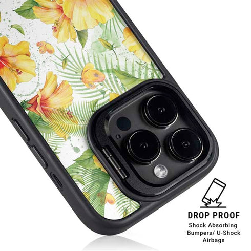 Yellow Hibiscus iPhone 16 Pro Kickstand Case